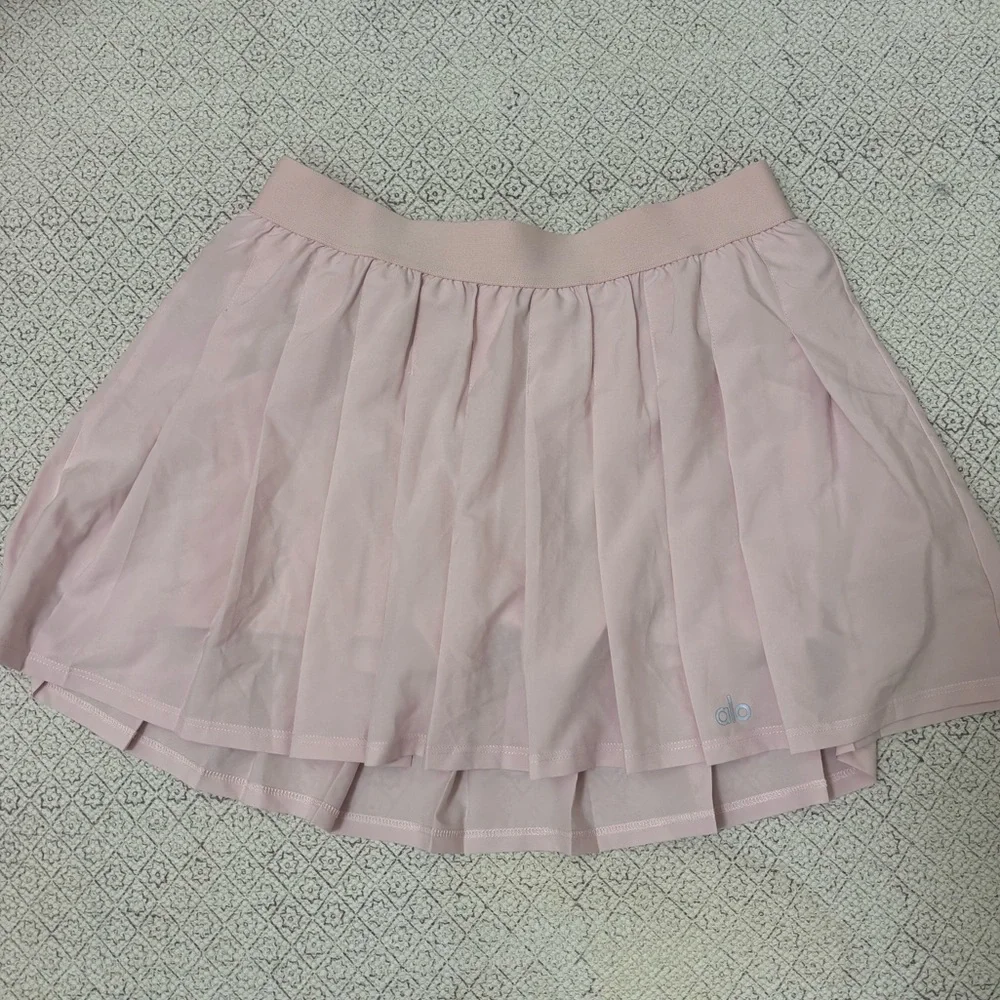 ALO LIGHT PINK SUGAR VARSITY TENNIS Pleated Mini Skirt